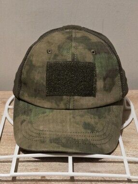 Condor Adjustable Mesh-Back Tactical Cap Hat -  A-TACS FG Camouflage - USA Flag